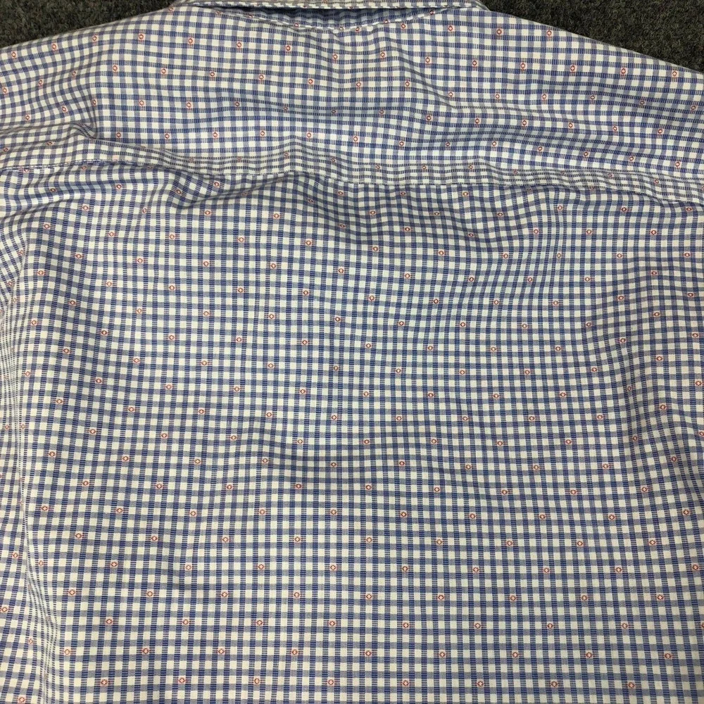 Banana Republic Mens Size Medium 15-15.5 33-34 Slim Fit Blue Gingham Dress Shirt